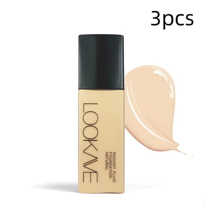 LOOKAVE Matte Liquid Foundation bottle, 21g net content, shown in ivory white shade.