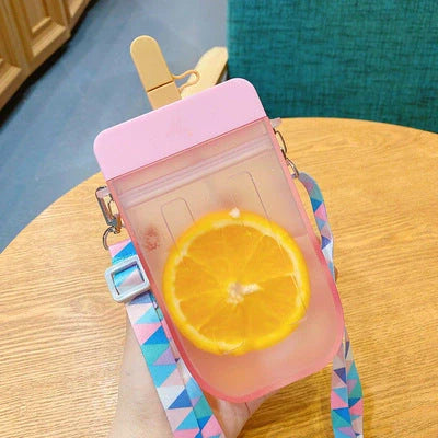 Summer children's water cup with straw, leak-proof design, and cartoon pattern