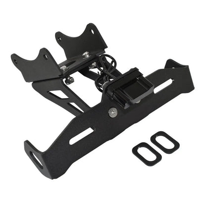 Black aluminium alloy motorcycle licence plate frame for Honda models with fixed bracket mounting
