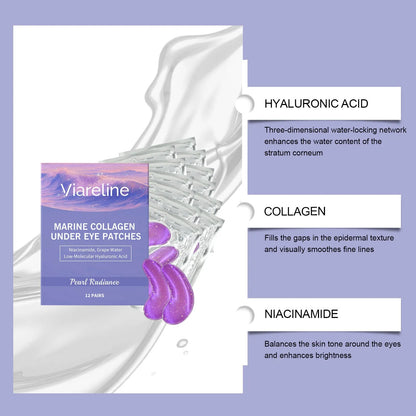 Pack of 12 pairs collagen and hyaluronic acid sheet eye masks for daily moisturising care