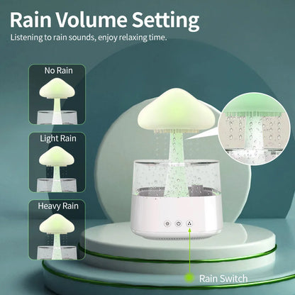 Wood grain raining cloud desk humidifier with essential oil diffuser and night light feature