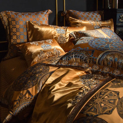 European court-style luxury embroidered cotton four-piece bedding set