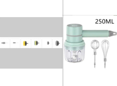 Cordless Electric Hand Mixer with 3-speed settings, rechargeable design, and whisk and egg beater attachments for baking