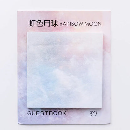 Square 7.3cm sticky notes with oil painting planet designs including Earth, Mars, Mercury, Pluto, and moon variations