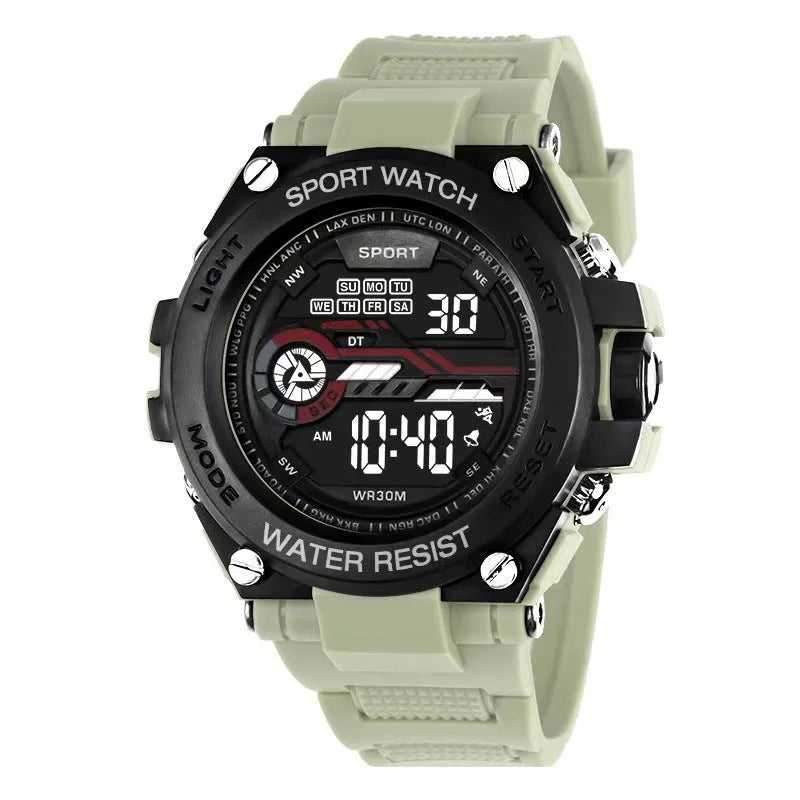 Electronic digital watch for teenagers in one of ten colour options, showing digital display.
