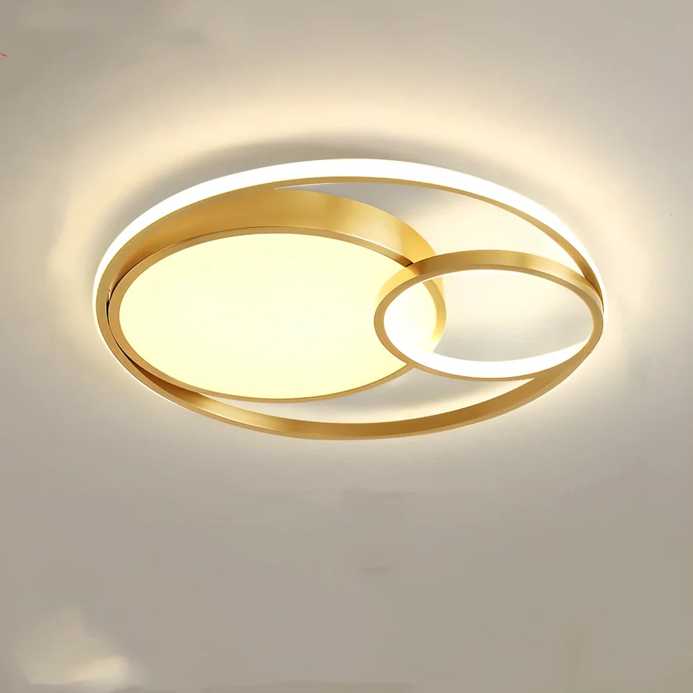 Nordic nested round chandelier with wrought iron frame and LED lighting in black finish