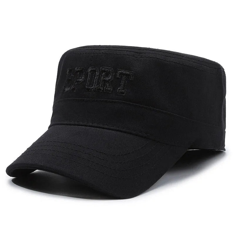 Men's adjustable cotton peaked cap in army green with dome crown design for sun protection