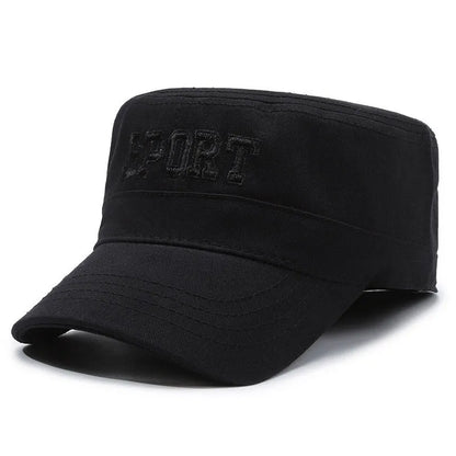 Men's adjustable cotton peaked cap in army green with dome crown design for sun protection