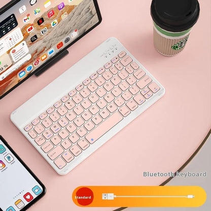 A wireless Bluetooth keyboard for tablets and PCs in a choice of colours including white, green, and pink.