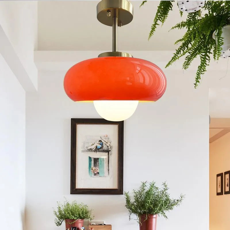 Bauhaus three headed egg tart pendant light with milk white glass shades