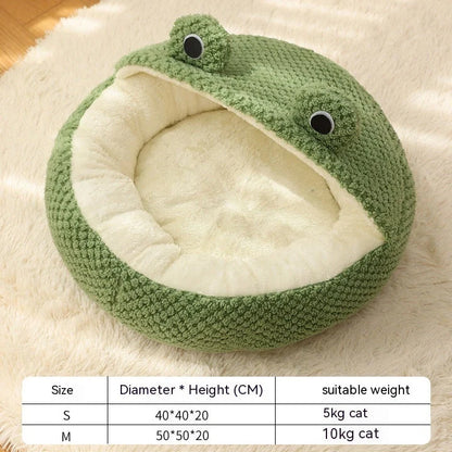 Little Frog Series Warm Plush Mat for small pets under 5KG in green frog design