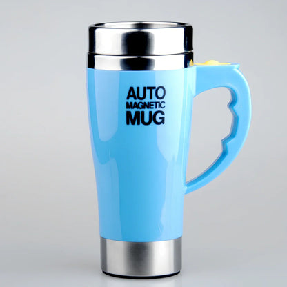 White electric magnetic stirring blender cup showing double-layer construction and leak-proof lid