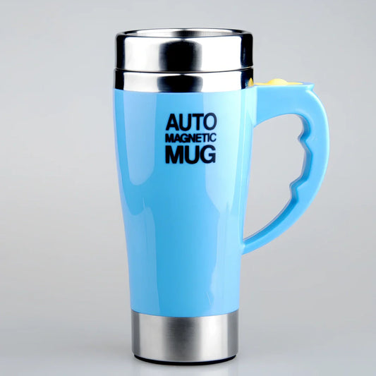 White electric magnetic stirring blender cup showing double-layer construction and leak-proof lid