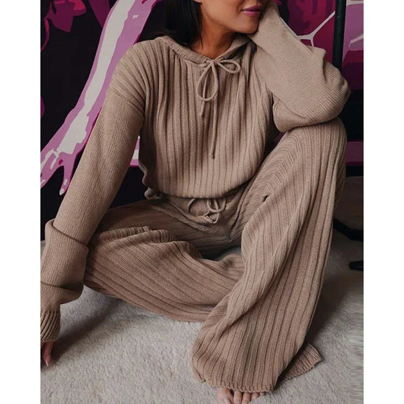 Comfortable Hooded Two-Piece Loungewear Set in various colors and sizes
