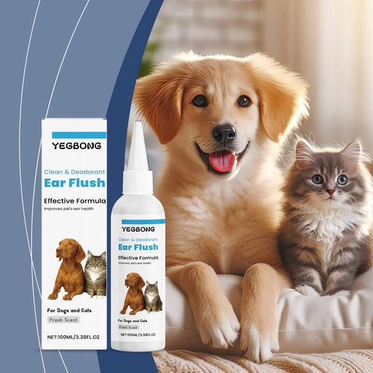 100ml bottle of dogs and cats ear cleaner for gentle earwax removal in pet care