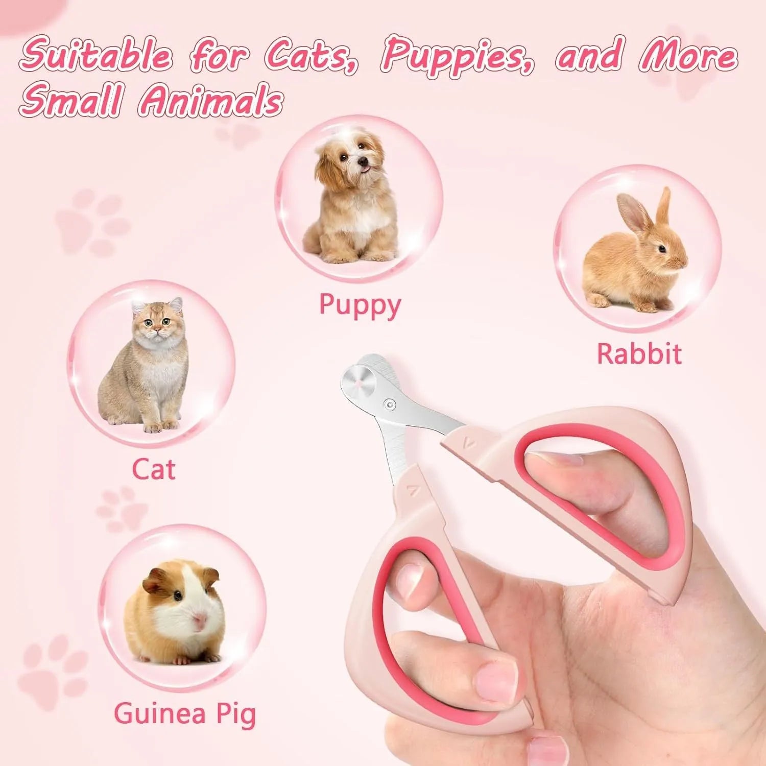 Cat nail clipper with blue handle and positioning round hole for safe trimming