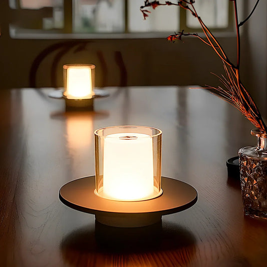 Bar table lamp with gold electroplated finish measuring 160mm tall with touch dimming controls