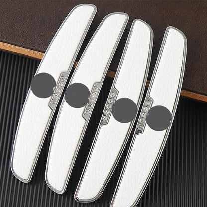 Universal car door edge protector strips in thickened PVC and metal, four-pack, black luminous transparent white