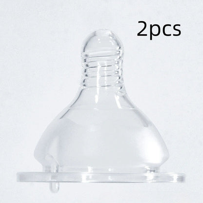 Transparent newborn feeding bottle with wide mouth and cross-hole silicone nipple for infants 0-3 months