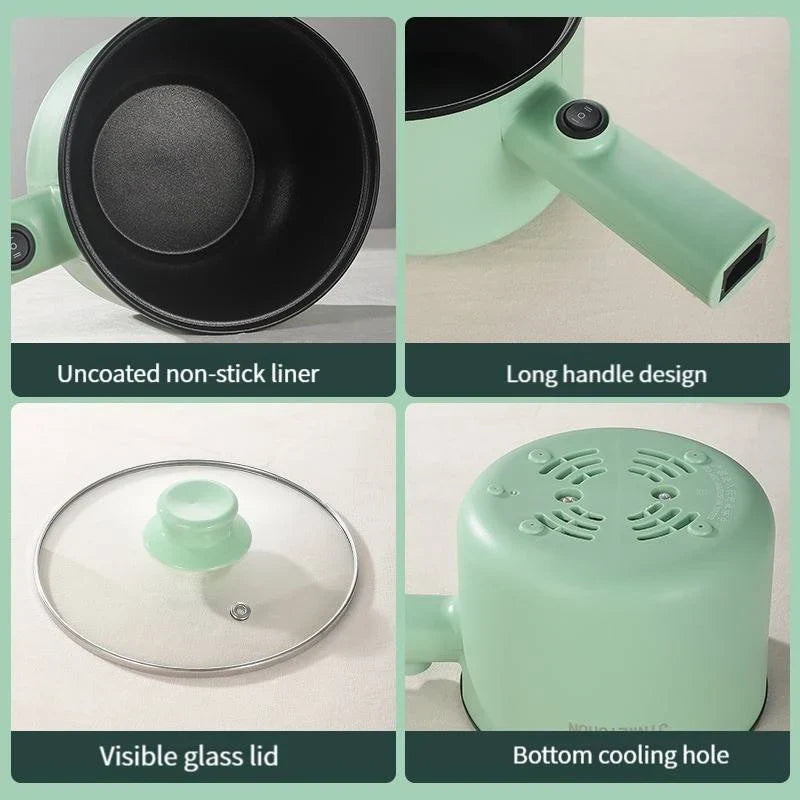 Versatile electric hot pot with stainless steel construction and non-stick interior for easy cooking and cleaning