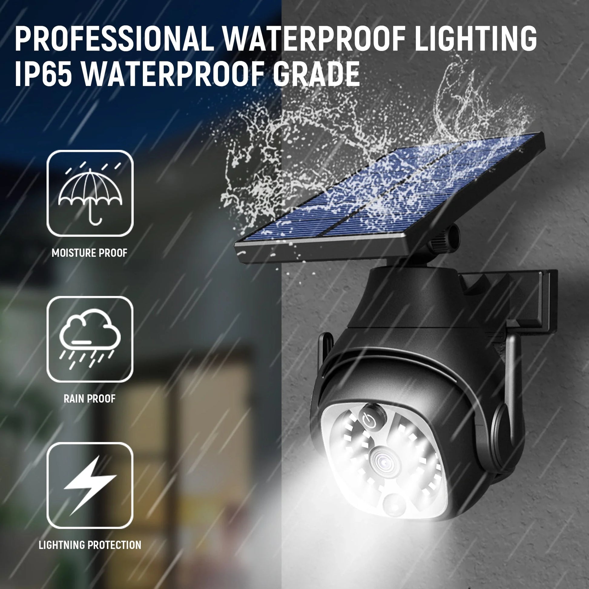 Solar-powered outdoor courtyard lights with human sensing and adjustable solar panels