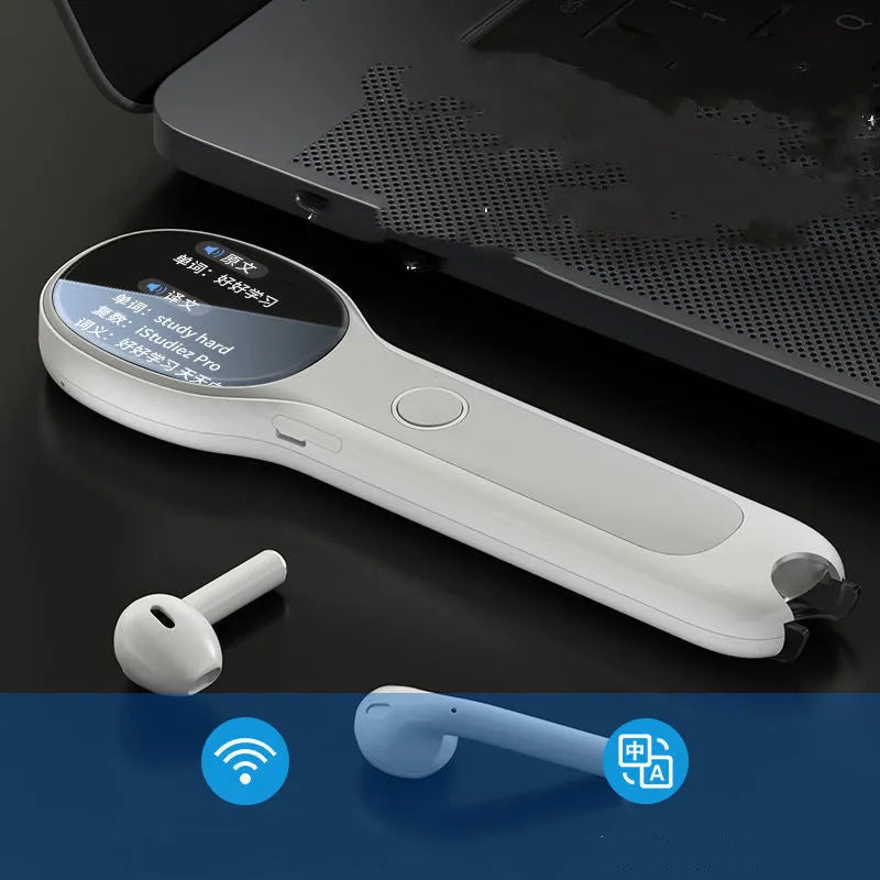 White universal reading pen with USB cable for language learning and translation