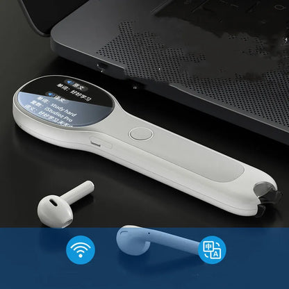 White universal reading pen with USB cable for language learning and translation