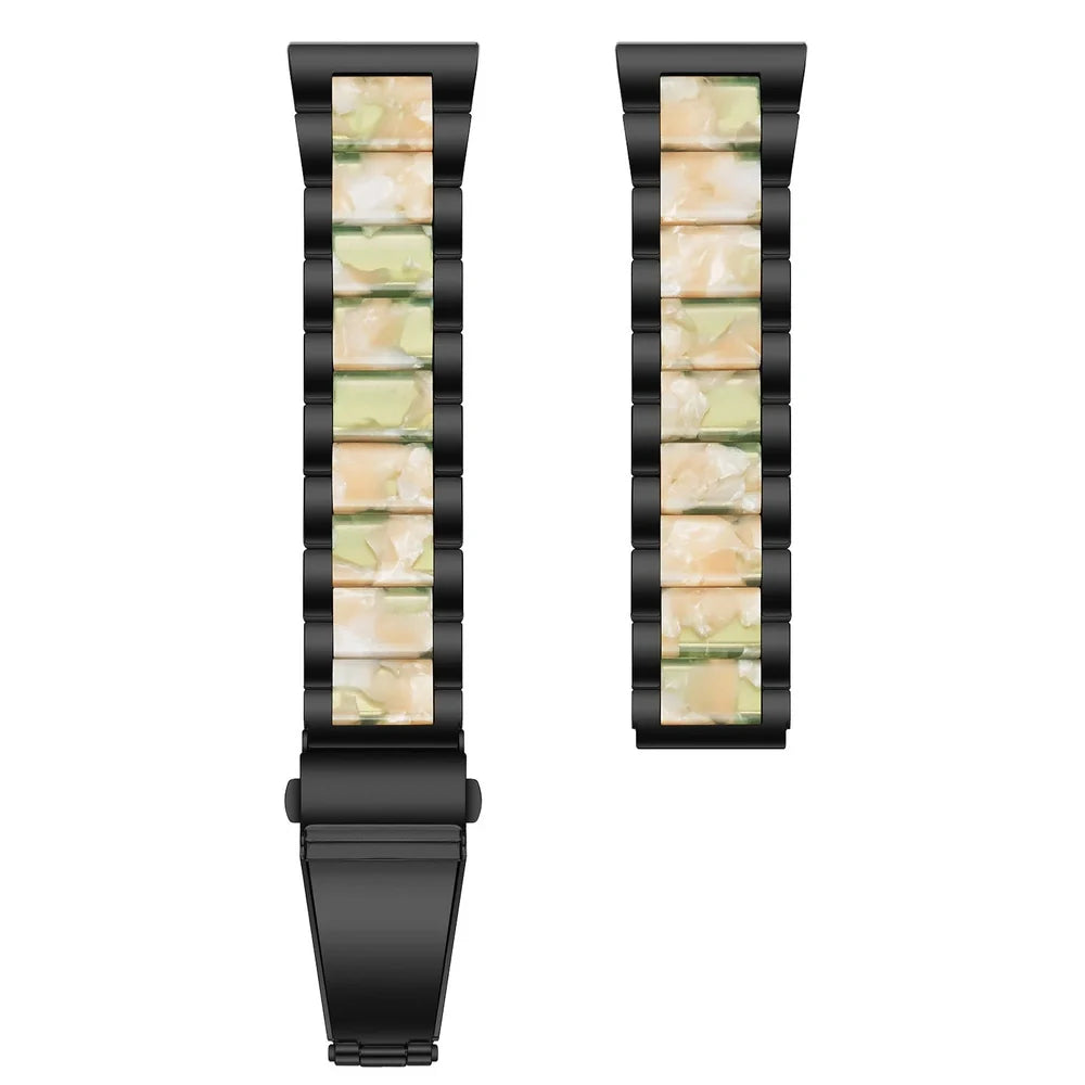 Fashion Personality resin watch strap in multiple colours showing 18cm length and connection points for Apple Watch and universal 22mm watches