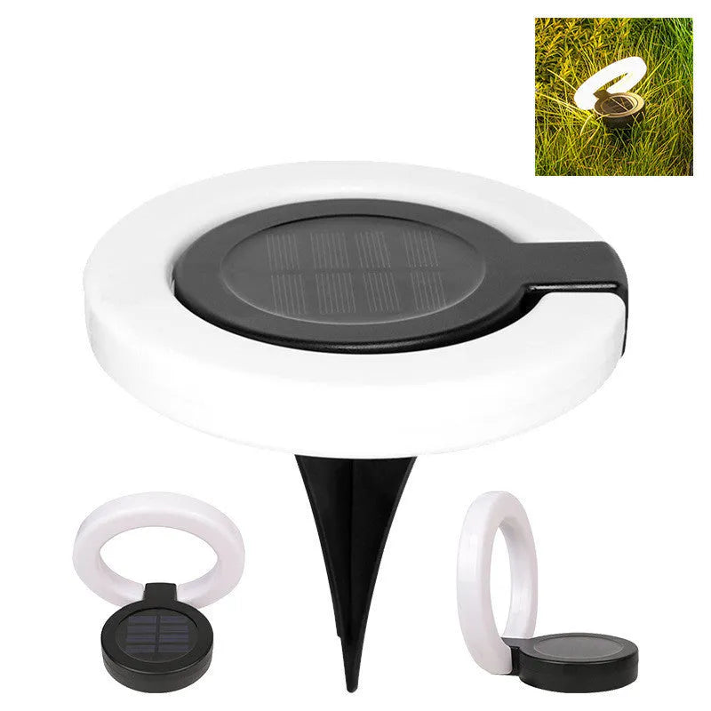 Outdoor solar underground light in ABS plastic with solar panel and LED illumination for garden paths