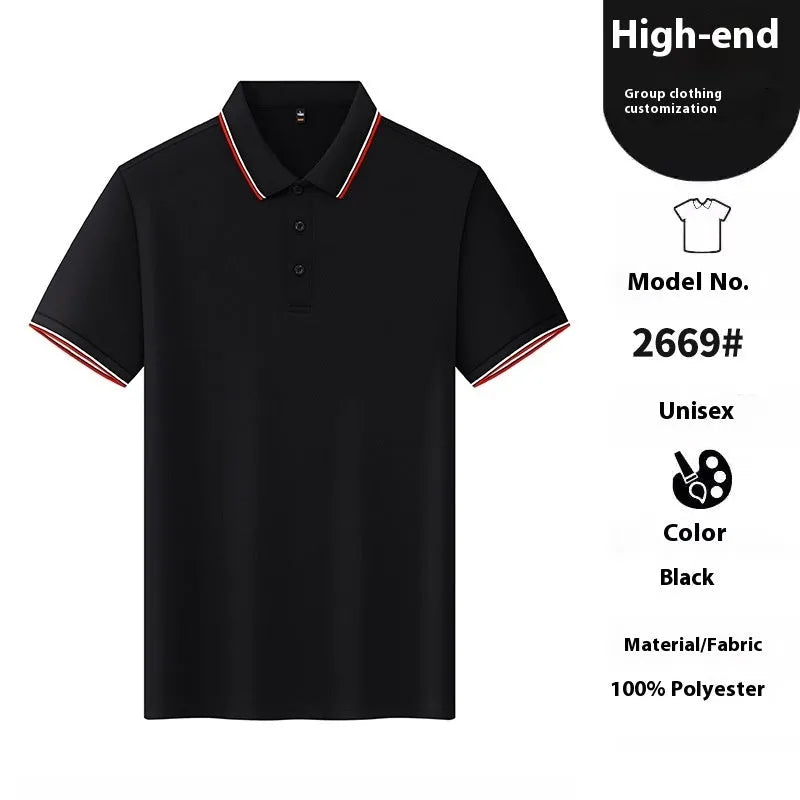Man modelling a thin, short-sleeved nylon polo shirt in a straight cut, available in multiple colours.
