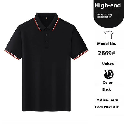 Man modelling a thin, short-sleeved nylon polo shirt in a straight cut, available in multiple colours.