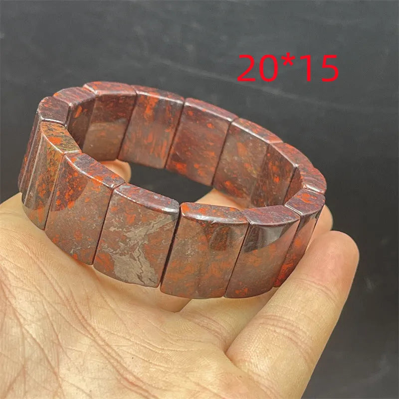Bloodstone meteorite bracelet in quartz rock jade with traditional pendant options on wrist