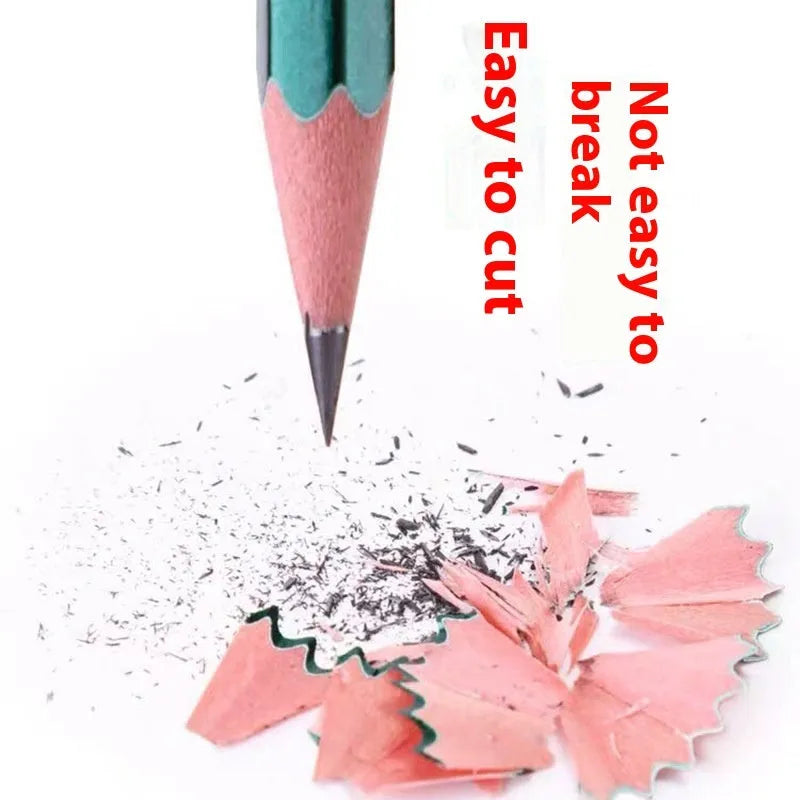 Pack of 10 green hexagonal wooden pencils with HB and 2B graphite cores for drawing and writing