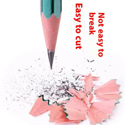Pack of 10 green hexagonal wooden pencils with HB and 2B graphite cores for drawing and writing