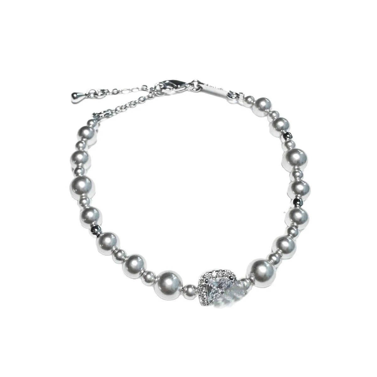 Bubble Cube Candy clavicle chain jewellery set with Imitation Pearl and zircon in white or grey