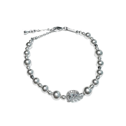 Bubble Cube Candy clavicle chain jewellery set with Imitation Pearl and zircon in white or grey