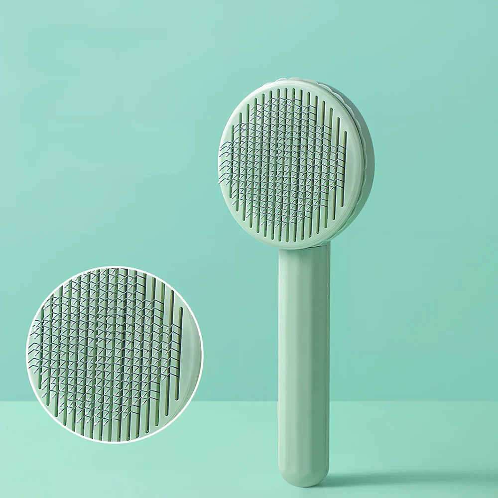 Floating hair cat self-cleaning needle comb in multiple colours removing loose fur