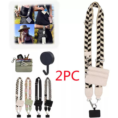 Adjustable mobile phone lanyard with zipper bag in multiple colors