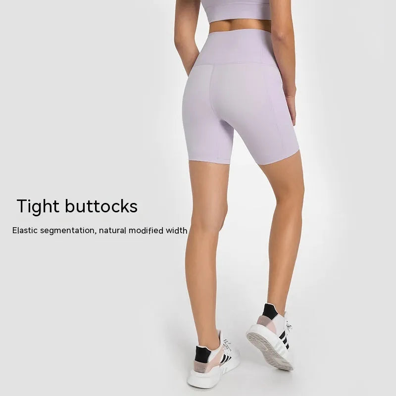 Women's solid colour cotton blend super stretch sports shorts for running and fitness.