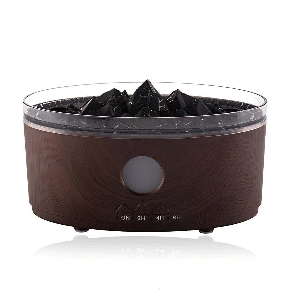 Volcano aroma diffuser unit showing water tank and control buttons with remote control