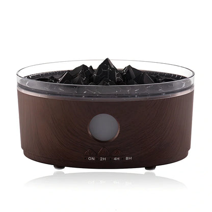Volcano aroma diffuser unit showing water tank and control buttons with remote control
