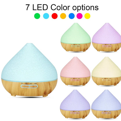 Crackle finish humidifier with wood grain pattern and single fog outlet