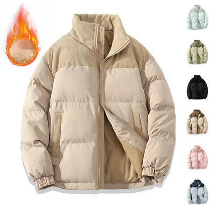 Stylish winter stand collar cotton padded jacket for men and women in various colors