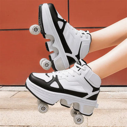 Double wheel row sneakers for boys and girls with PU wheels in various colors