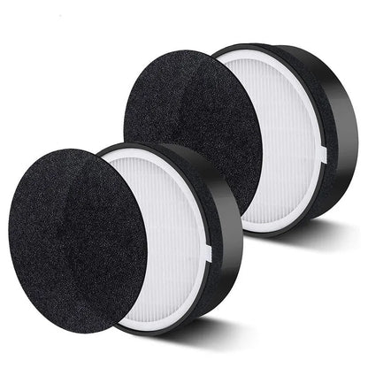 Levoit LV-H132 air purifier replacement filter set measuring 19cm by 19cm by 6.3cm with filter screen and cotton
