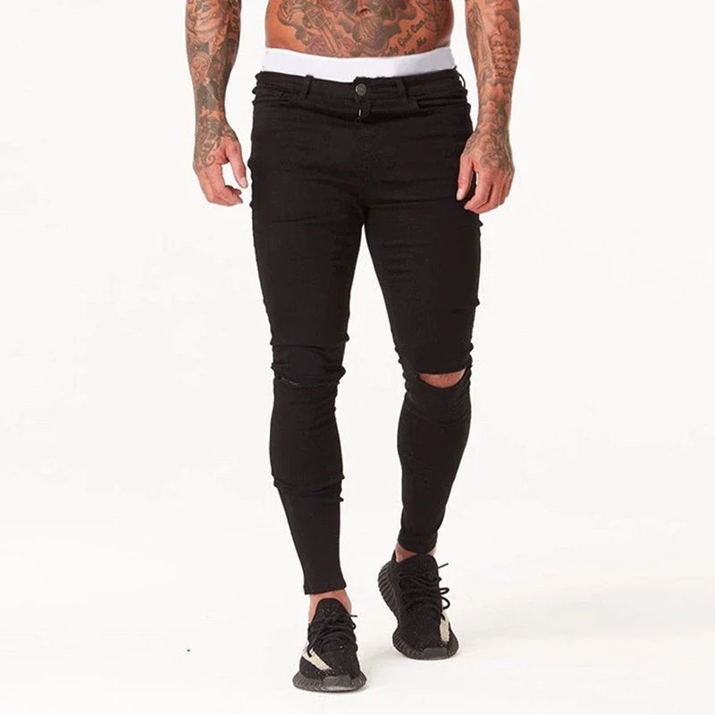 Premium Distressed Men's Skinny Jeans for Casual Cool Style