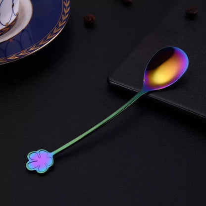 304 stainless steel gold plated dessert spoon with floral design