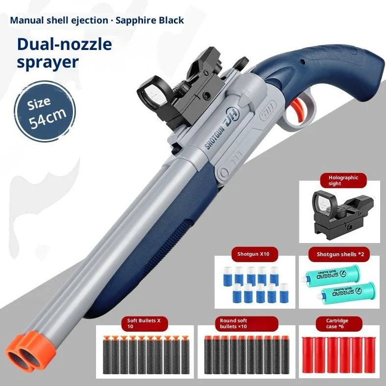 Double-barreled S686 shell-ejecting toy shotgun folded to 40cm with 20 soft bullets