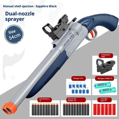 Double-barreled S686 shell-ejecting toy shotgun folded to 40cm with 20 soft bullets