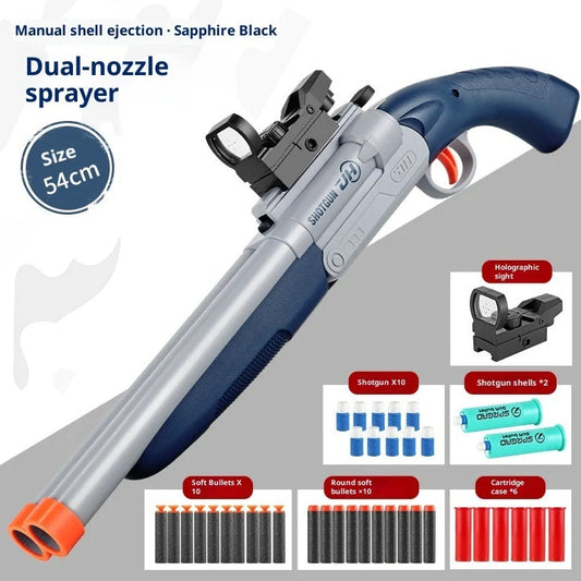 Double-barreled S686 shell-ejecting toy shotgun folded to 40cm with 20 soft bullets